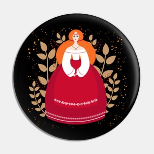 Slavic girl in a folk dress Pin