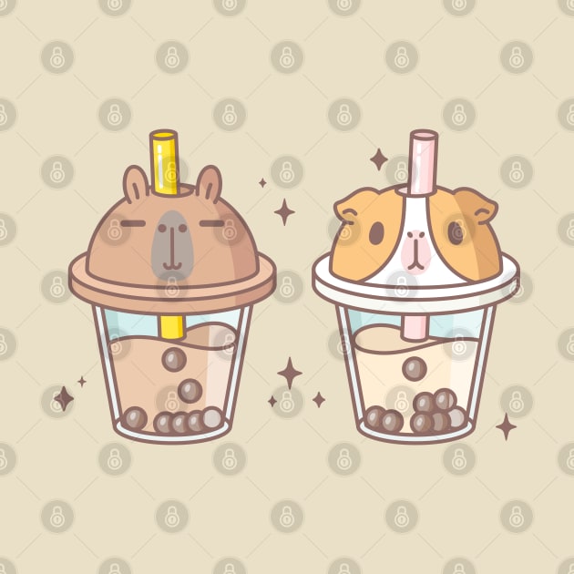 Capybara and Guinea pig Boba Tea by Noristudio