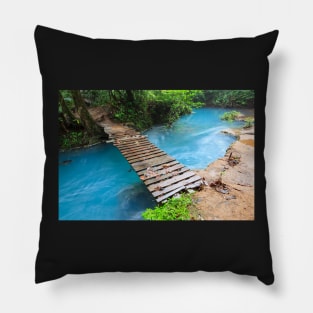 Rio celeste and small wooden bridge Pillow