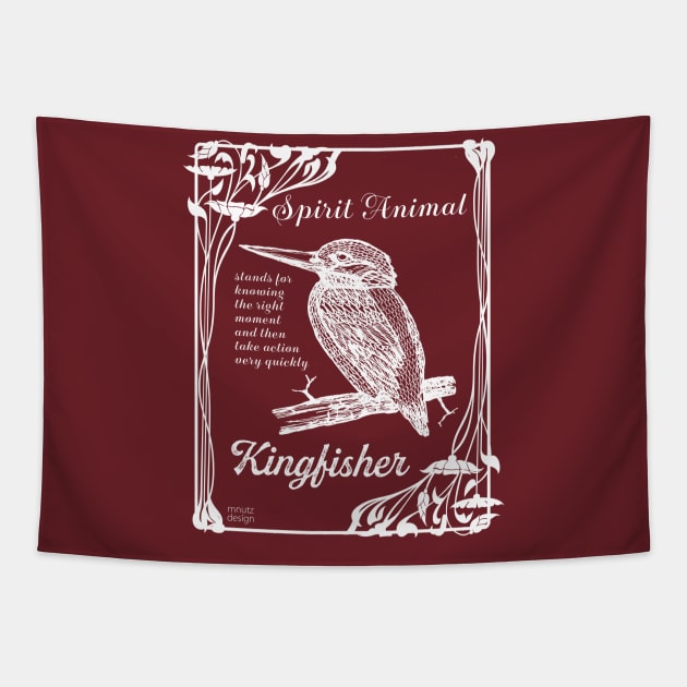 Spirit animal - kingfisher - white Tapestry by mnutz