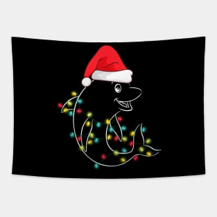 Funny Christmas Dolphin Santa hat Xmas Pajama Boys Kids Girls Tapestry