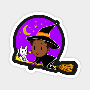 A Witch and his White Cat Magnet