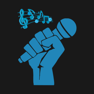 Blue hand drawn microphone musical notes T-Shirt