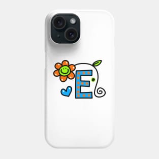 Letter E abc monogram hand drawn colorful alphabet Phone Case