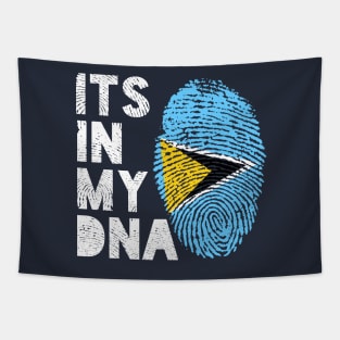 Its In My DNA Saint Lucia Flag Fingerprint Tapestry