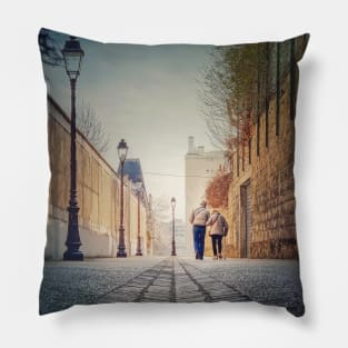 senior couple walking on the pedestrian alley Pillow