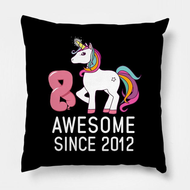 8 Years Old 8th Birthday Unicorn Girl Party Pillow by creativeKh