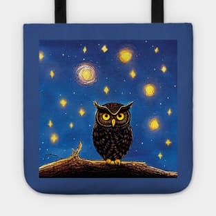 Owl in a blue night sky Tote