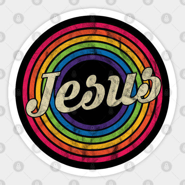 Jesus - Retro Rainbow Faded-Style - Jesus - Sticker