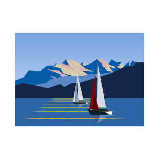 Sailboats and mountains T-Shirt