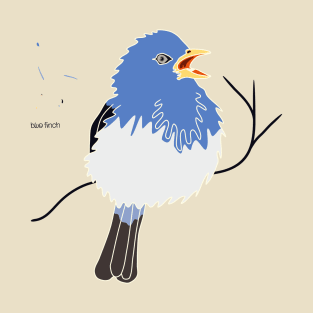 illustration of a blue finch perched on a branch T-Shirt