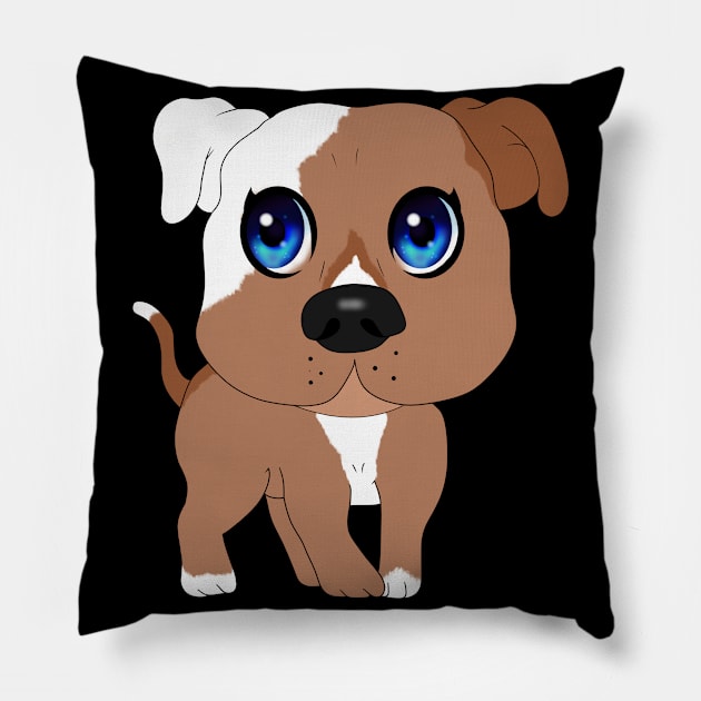 Chibi Pitbull Staffordshire Pillow by Ragtag Art