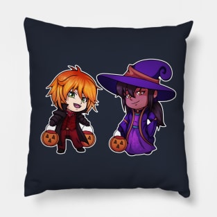 Halloween Witch and Vampire Chibi Pillow