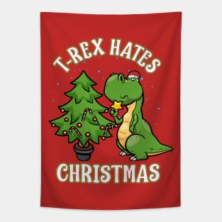 T Rex Hates Christmas Dinosaur Tapestry