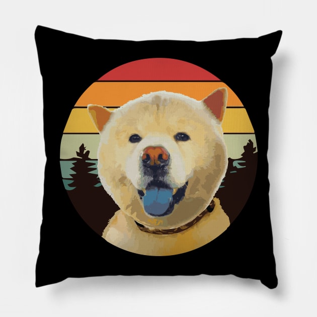 chow chow DOG FOREST RETRO PINE SUNSET Pillow by cowtown_cowboy