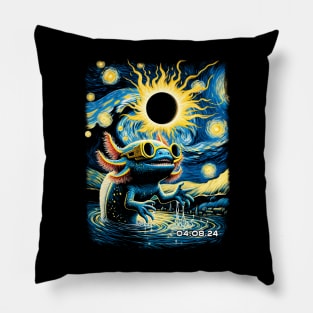 Axolotl Eclipse Expedition: Stylish Tee Featuring Quirky Aquatic Ambassadors Pillow