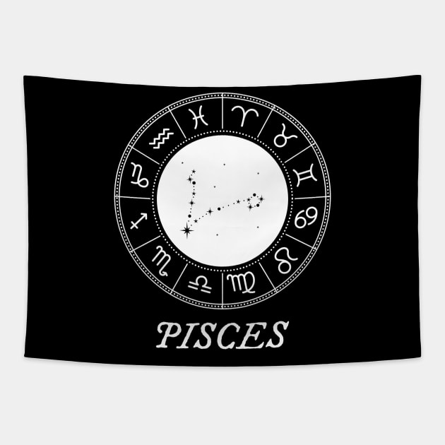 Pisces Zodiac Sign Design With Constellation Tapestry by My Zodiac Apparel