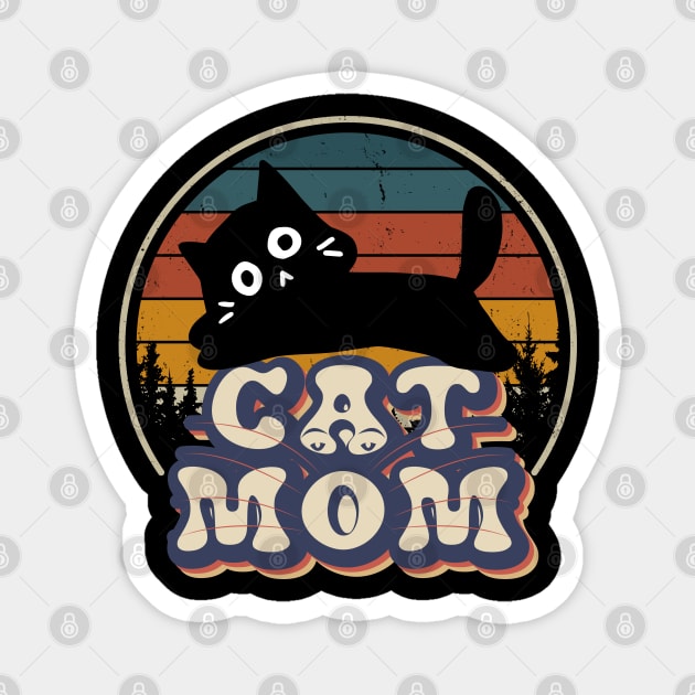 Cat Mom  Retro Funny Cat Mom Mothers Day Magnet by Peter smith