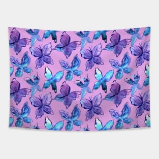 Butterfly Pattern with Purple Background Tapestry