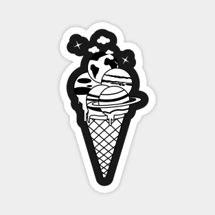 Ice-cream Planet Sci Fi B&W Magnet