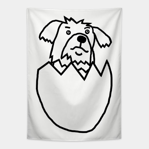 Puppy Hatching from Easter Egg Outline Tapestry by ellenhenryart