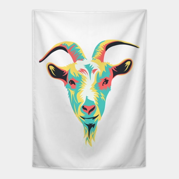 Funky Goat Tapestry by nicholashugginsdesign