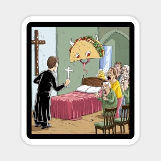 AI generated taco exorcism in church Magnet