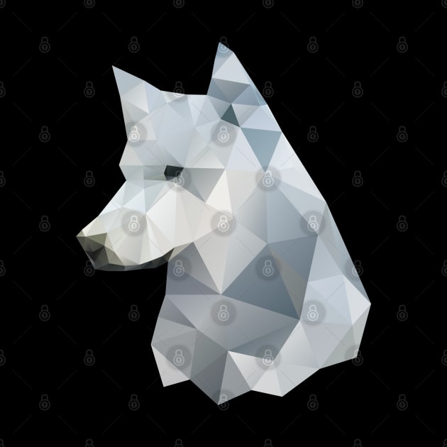 Dramabite Low-poly polygon grey wolf geometric minimal illustration by dramabite