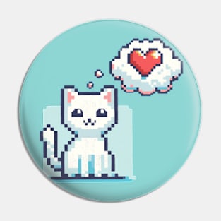 Pixel Cat with Heart Cloud Pin