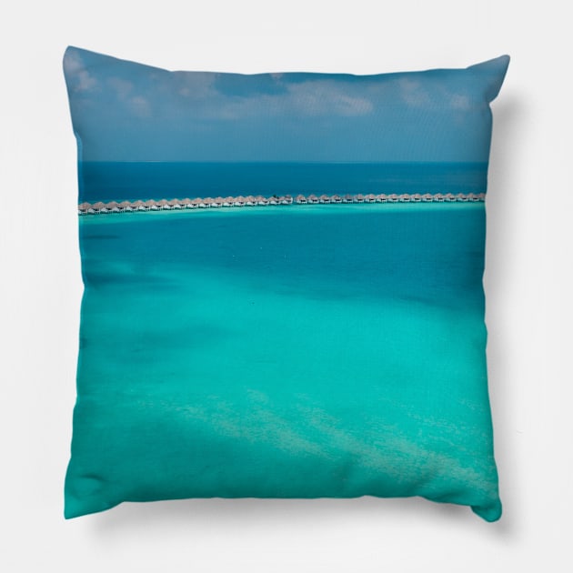 Maldives Turquoise Tropical Ocean Paradise Pillow by NewburyBoutique