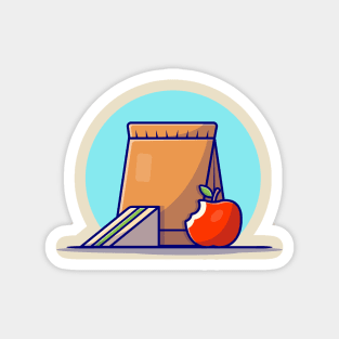 Sandwich With Apple Cartoon Vector Icon Illustration Magnet