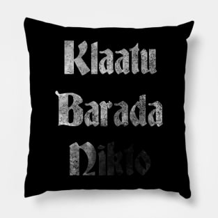 Klaatu Barada Necktie (white) Pillow