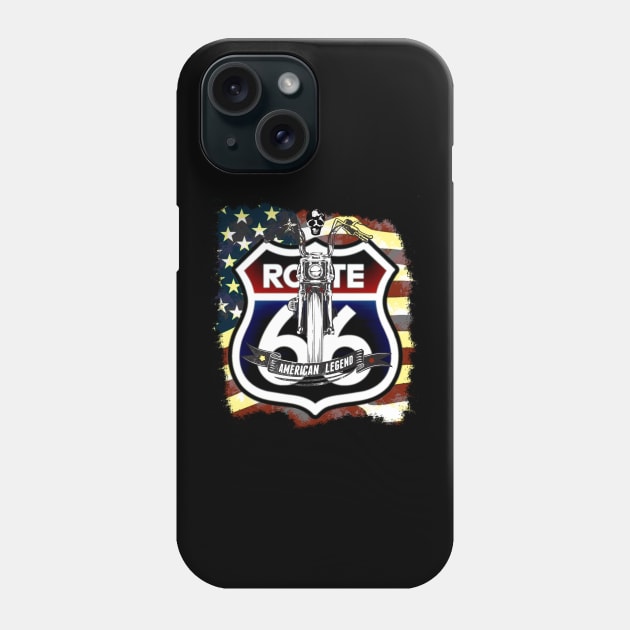 American Flag, Route 66, American Legend, USA, Motorbike Phone Case by KZK101