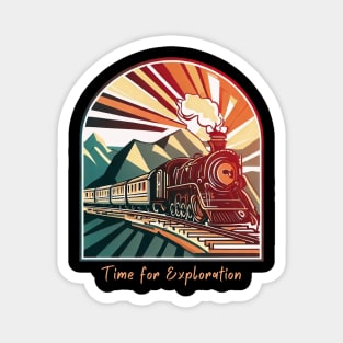 Time for Exploration: Vintage Steam Locomotive in a Scenic Landscape Magnet