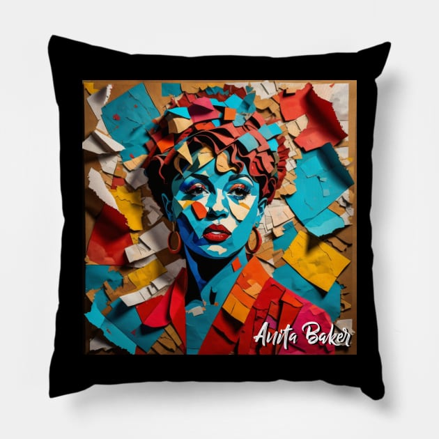 Anita Baker // Paper Art Pillow by Otmr Draws