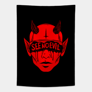 Devils head. See no evil Tapestry