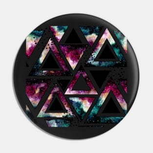 Watercolor Triangles, Galaxy and Black Dots Pin