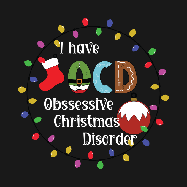 Obsessive Christmas Disorder (Round) [White Text] by LeslieMakesStuff