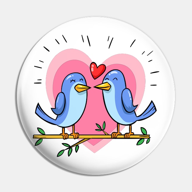 Warm Birds Lover Art Print Pin by MariaStore