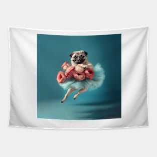 Pug Dog Dancing Ballerina TuTu Tapestry