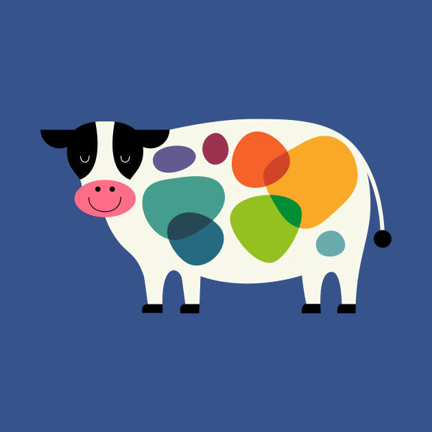 Awesome Cow - Colorful - T-Shirt