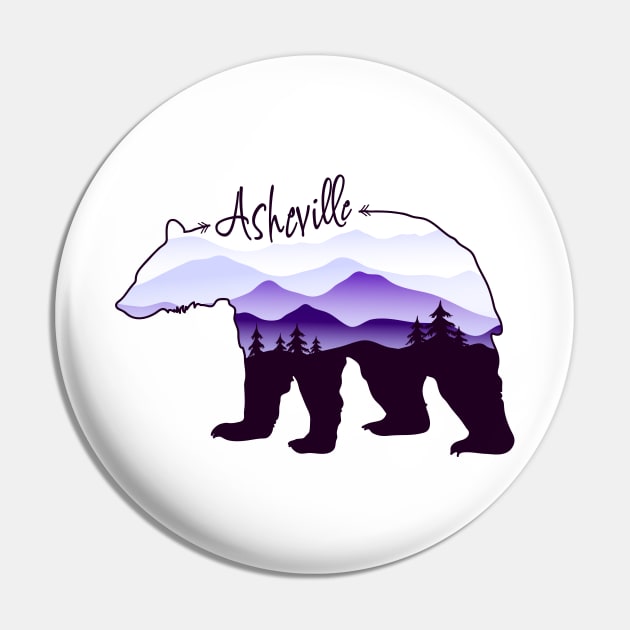 Asheville Blue Ridge Mountains - Black Bear - Purple WB 26 Pin by AVL Merch