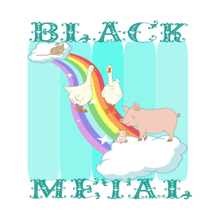 Farmyard Rainbow Black Metal T-Shirt