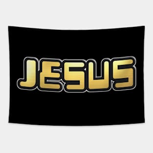 Shiny black and Gold JESUS word ver10 Tapestry