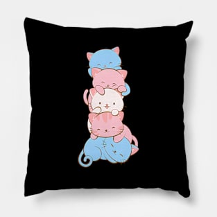 Trans Pride Flag Kawaii Cat Transgender Pillow