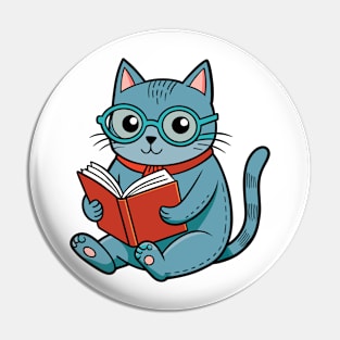 Nerdy Cat With Book Pin