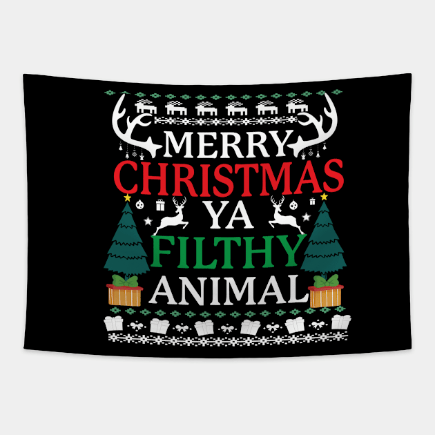 Merry Christmas ya filthy animal Tapestry by safi$12