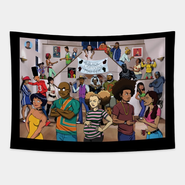 Black Cartoon Reunion #1 Tapestry by TreTre_Art