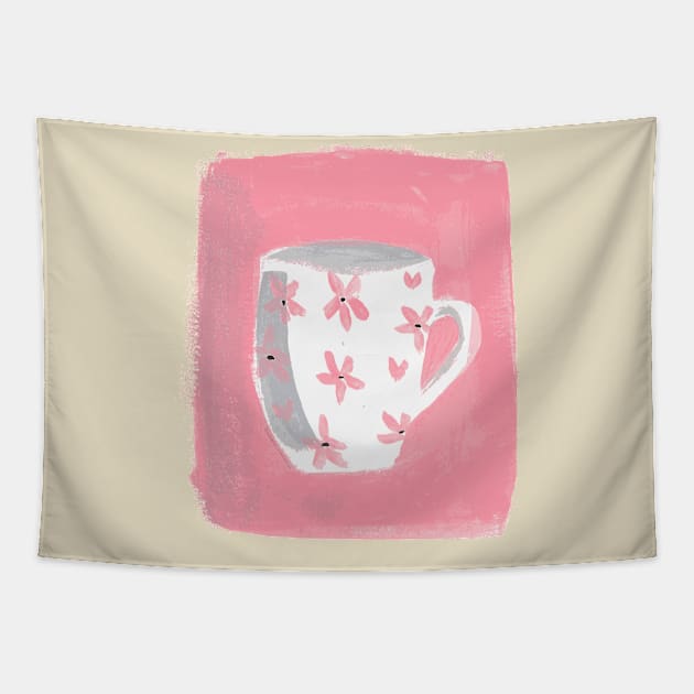 Little Pink Mug Tapestry by ThaisMelo