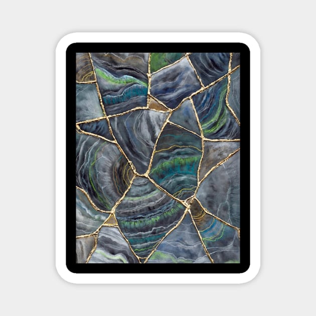 BLU GREEN AGATE Kintsugi Art Magnet by ArtisticEnvironments